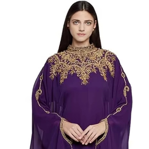 Kaftan marocain modeste de Dubaï, Abaya arabe brodée à la main, ornée de perles, longueur au sol, robe de mariée écologique, tenue de soirée - Product Image 1