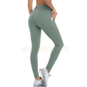 Premium Quality Solid Light Weight Breathable Quick Dry <b>Seamless</b> Elastic Waist Women Yoga <b>Leggings</b> Best Selling - Product Image 2