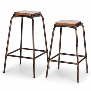 Industrial Metal Barstool Wooden <b>Seat</b> | Antique Luxury Design | Modern Bar Furniture for Home Bar Hotel Use | 5-Year Warranty - Product Image 3