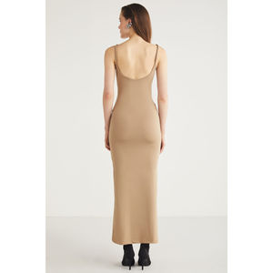 Robe longue moulante en satin pour femme ETHIQUET, bretelles spaghetti, col carré, sans manches, élégante, couleur unie, toutes saisons - Product Image 6