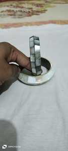 Custom Made Elegant <b>Mother</b> of Pearl Tungsten Bangles with Luminous Shimmer Black Rhodium Plating Buddhist Charm <b>for</b> Any Outfit - Product Image 3