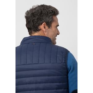 Chaleco acolchado de corte regular azul marino para hombre, resistente al viento, poliéster, dos tonos, bolsillos con cremallera, talla M, ropa exterior - Product Image 3