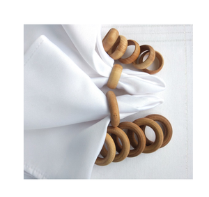 Rond de serviette en bois Ensembles de cadeaux faits à la main artisanaux en bois sculpté avec forme ronde décorative Meilleur rond de serviette en bois poli - Product Image 1