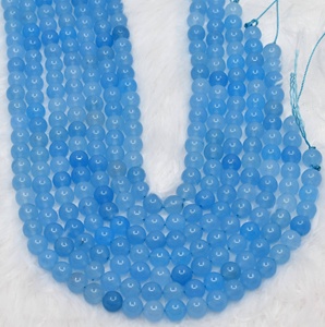 Perles rondes en calcédoine bleue, pierres naturelles en vrac pour la fabrication de bijoux, accessoires pour femmes, artisanat, pierres de guérison - Product Image 5