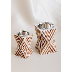 Portavelas de bakhor con incrustaciones de madera hechas a mano ecológicas con forma cuadrada y redonda de impresión en huecograbado para todas las ocasiones - Product Image 1