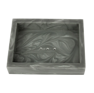 Porte-savon en résine couleur grise ensemble de salle de bain logo personnalisé conception de drain forme carrée accessoires de cuisine porte-savon - Product Image 1