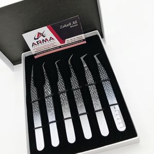 Logotipo personalizado 90 grados aislamiento Ombre blanco con pinzas de extensión de pestañas brillantes negras producto de Venta caliente - Product Image 6