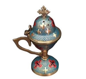 Brûleur d'encens peint à la main de haute qualité conception complète bois et laiton vente en ligne supérieure - Product Image 1