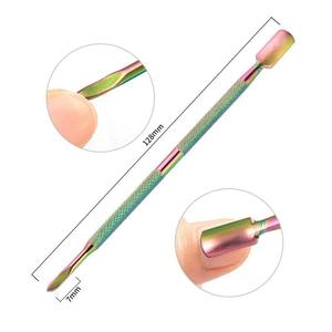 Stainless Steel Dual-End Reusable Cuticle Spoon Pusher Dead Skin Remover <b>Nail</b> Art Tool UV Polish Cleaning File for Manicure - Product Image 3