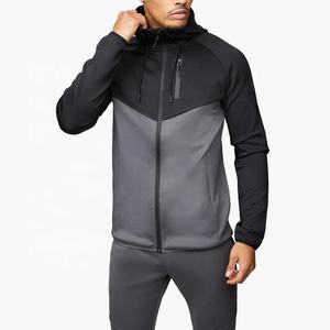 ชุดวอร์มแบบรูดซิปสำหรับผู้ชายผ้าฟลีซโพลีเอสเตอร์เทคโนโลยีผ้าคอนทราสต์ทรงเข้ารูปโลโก้ - Product Image 2