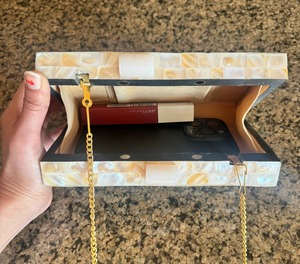 Bolso de mano con diseño de mosaico hecho a mano de metal nácar, diseño bohemio, bolso de mano de noche para mujer, monedero con cadena para uso diario - Product Image 4