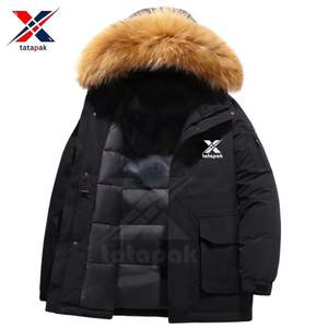 Veste parka longue en cuir véritable de haute qualité pour homme, imperméable, en toile, style canadien, col à capuche, fermeture éclair chaude - Product Image 1