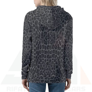 Sudadera de Invierno de Felpa con Estampado de Guepardo Gris de Lujo, Cómoda para Usar Todo el Día, Puños y Bolsillos Acanalados Duraderos, Moderna para Mujer - Product Image 4