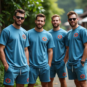 Chándal de 2 piezas con estampado de logotipo de estilo holgado para hombre, camiseta de gran tamaño, conjunto de pantalones cortos, colección de verano de etiqueta privada - Product Image 3