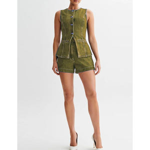 OEM ODM Ensemble short en jean d'été Ensemble denim 2 pièces à la mode Ensemble denim 2 pièces pour femmes Ensemble 2 pièces pour femmes - Product Image 3