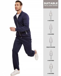 Traje de Entrenamiento de Dos Piezas para Hombre, Talla Grande, Personalizado, de Forro Polar Sólido, Poliéster de Secado Rápido, Transpirable y Ecológico, Pantalones Deportivos - Product Image 4