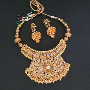 Ganpati Arts <b>Fine</b> <b>Jewelry</b> <b>Set</b> Copper Necklace FBC0011A Stone Accented Necklace and Earrings - Product Image 1