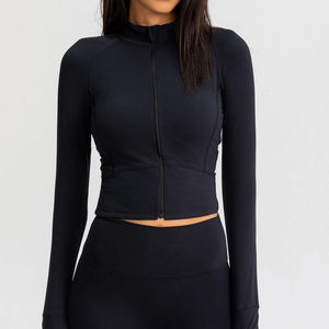 Veste de sport zippée ajustée de haute qualité pour femme, respirante, athlétique, pour le yoga, l'entraînement, la course à pied, avec devant en spandex, grandes tailles - Product Image 2