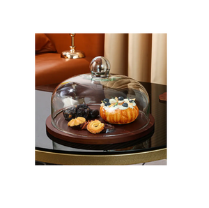 Wholesale Round Shaped Wood <b>Display</b> Dessert Rack <b>Glass</b> Lid <b>Dome</b> Wedding Birthday Party Decorative Item - Product Image 6