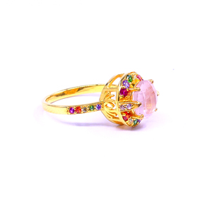 Anillo de morganita y topacio multicolor de moda de Plata de Ley 925 estilo clásico para bodas - Product Image 4