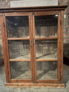 Armoire de cuisine en bois massif bleu élégante de taille moyenne, style moderne antique, luxe classique vintage - Product Image 5