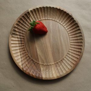 Dark wood charger plate set rustic round wooden dinner plate brown <b>table</b> charger rustic placemat for restaurant hotel catering - Product Image 5