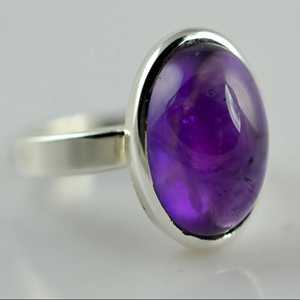 Navya Craft Handmade 925 Sterling Silver Boho <b>Statement</b> <b>Ring</b> Amethyst Oval Inlay Size 4-13 for Christmas Anniversary Women's - Product Image 6