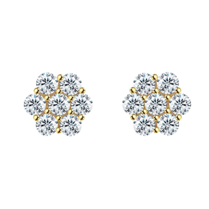 925 Sterling <b>Silver</b> Cluster Halo <b>Stud</b> <b>Earrings</b> Cut VVS Moissanite Diamond Hip Hop Style Product Category Moissanite <b>Earrings</b> - Product Image 3