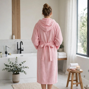 Albornoz de Tela Absorbente 70% Algodón 30% Poliéster, Premium, Unisex, para Hotel y Spa, Venta al Por Mayor, Hecho en Turquía - Color Rosa - Product Image 4