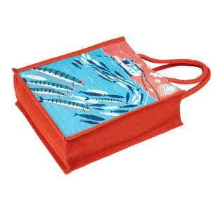 Sacs à provisions fourre-tout mode impression partout sacs de jute poignée tissée fabriqués au Bengale occidental en Inde - Product Image 3