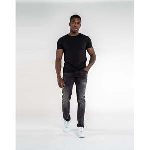 ผ้ายืดเทอร์รี่ผ้ายืดทรงสลิมฟิตสำหรับผู้ชายกางเกงยีนส์ไซส์38สีดำ - Product Image 5