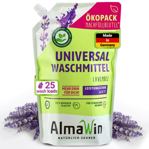 AlmaWin RTS 1 Détergent Liquide Universel pour Linge 1,5L Eco-Pack Recharge avec Parfum Lavande Haute Concentration pour Bébé - Product Image 1