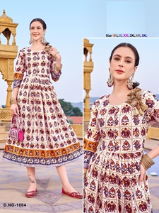 Patola & Foil Print Mirror Handwork Vêtements indiens et pakistanais en tissu de coton lourd prêt à l'emploi pour femmes - Product Image 6