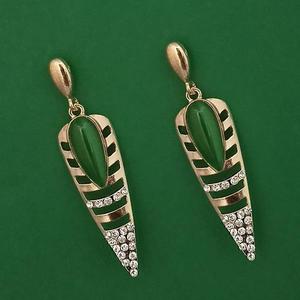 Kriaa Gold-Plated <b>Enamel</b> Earrings with <b>Pottery</b> and Austrian Stones Fashion Drop Design-1314602C - Product Image 1
