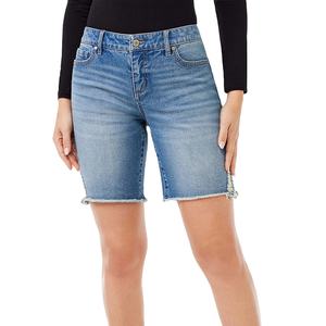 Shorts de Mezclilla Transpirables de Cintura Alta para Mujer a Precio de Fábrica, Personalizados, Cómodos, con Cintura Elástica, Precio al por Mayor - Product Image 1