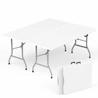 Table pliante portable en plastique blanc de 180 cm (6 pieds) pour événements, mariages, jardins et fêtes – Vente en gros, 10 places, pas cher