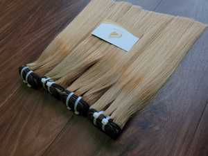 Extensions de Cheveux Humains Couleur Claire 100% Vietnam Extensions de Cheveux Vierges Humains Remy Extrémité Épaisse Trame Attachée à la Main Double Dessiné Handtied - Product Image 2