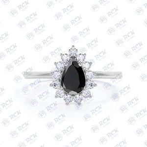 แหวนเพชรโมอิสทรงกลม10K สำหรับผู้หญิง0.70วงแพร์ตัดรัศมีวงแพร์10K สำหรับผู้หญิง - Product Image 3