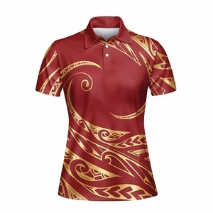 Polo tricoté décontracté à manches courtes pour femme, couleur unie, respirant, séchage rapide, anti-boulochage, motif tribal, prix de gros - Product Image 6
