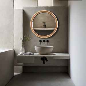 Espejo de madera personalizable asimétrico grande pequeño de madera Spiegel Holzspiegel Miroir En Bois decorativo Rond Miroir Asymetrique - Product Image 6