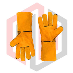 Gants de soudeur en cuir pour pompiers, résistants à la chaleur, antistatiques, pour soudage MIG TIG, brasage, barbecue, résistants aux déchirures, poignet en tricot de 11 oz - Product Image 4