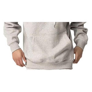 Sudadera con Capucha para Hombre, Color Gris Claro, Personalizable OEM, 100% Algodón, Diseño Sólido, Hombros Caídos, Corte Holgado - Product Image 6