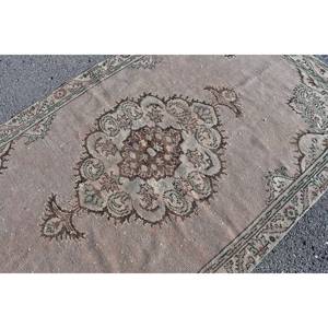 Tapis turc classique Vintage Beige marron 5.1x8.8 pieds laine faite à la main avec support en latex Rectangle Patchwork motif pour chevet - Product Image 5