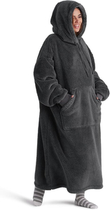 Couverture à capuche en tricot doux personnalisable, écologique et de haute qualité, en flanelle polaire unie, anti-boulochage, chaude et confortable - Product Image 6