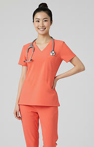 Blouse médicale respirante et légère unisexe à col ras du cou ou en V, avec étiquettes personnalisées, en coton élasthanne, pour hôpital, en stock - Product Image 3