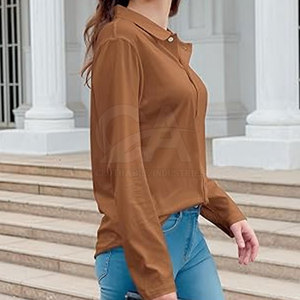 Camisa de Moda para Mujer, Manga Larga, con Botones, Informal, para Uso Diario, Lisa - Product Image 2