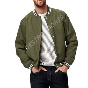 Low Moq Retro <b>Men</b> <b>Letter</b> Embroidered Logo Baseball Bomber Letterman <b>Jackets</b> Custom Leather Varsity <b>Jacket</b> For <b>Men</b> - Product Image 2