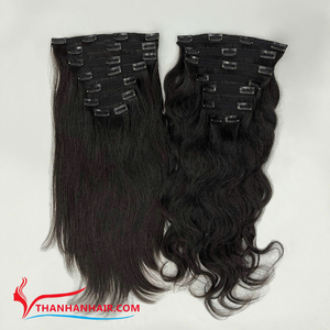 Clip sin costuras en el cabello Extensiones de cabello humano vietnamita crudo Onda natural Virgen Clip Ins Trama Cabello - Product Image 5