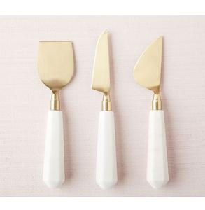 Juego de esparcidor de queso de acero inoxidable de Color Dorado de la mejor calidad, mango de mármol blanco para uso en mesa de comedor, herramientas para queso - Product Image 1