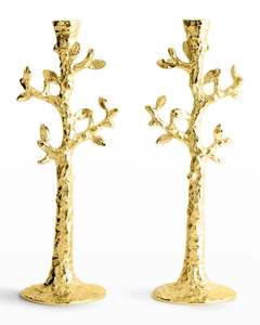 Portavelas de metal hecho a mano con acabado dorado y candelabro para decoración de mesa de sala de estar - Product Image 6